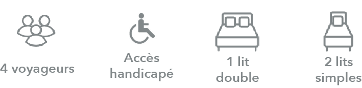 gites arles icônes : 4 voyageurs / accès handicapé / 1 lit double / 2 lits simples